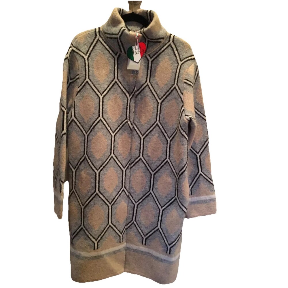 Oriana Long Geometric Wool Blend Sweater